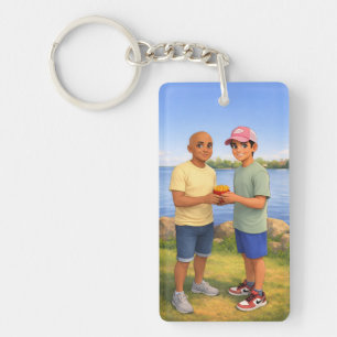 Porte-clefs Partage de frites au bord du lac
