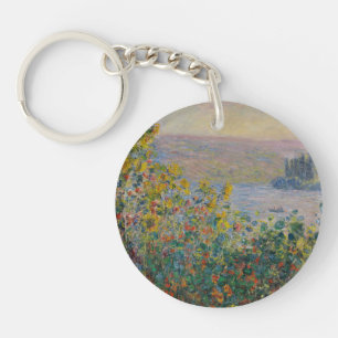 Porte-clefs Parterres de fleurs à Vétheuil, paysage impression