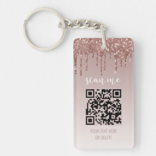 Porte-clefs Parties scintillant à séchage rose vif QR Code E