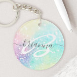 Porte-clefs Parties scintillant Coloré Glamour Joli Motif<br><div class="desc">Aesthétiquement jolie chic parties scintillant arrière - plan dans de belles couleurs pastel,  que vous pouvez personnaliser avec votre monogramme et/ou nom personnalisé.</div>