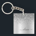 Porte-clefs Parties scintillant d'argent étincelle Glam métal<br><div class="desc">Argent Faux Foil Parties scintillant à étincelles métalliques brossé Nom du Porte - clé. Cela rend le cadeau parfait pour 16 ans,  mariage,  douche nuptiale,  anniversaire,  baby shower ou bachelorette pour quelqu'un qui aime le luxe glam et les styles chic.</div>