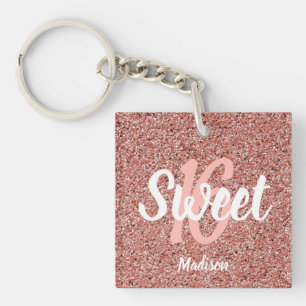 Porte-clefs Parties scintillant d'or moderne Sweet 16 Roses pe