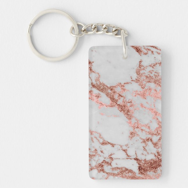 Porte-clefs Parties scintillant d'or Rose en marbre moderne (Devant)