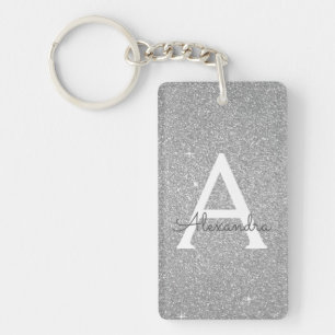 Porte-clefs Parties scintillant en argent de luxe et monogramm