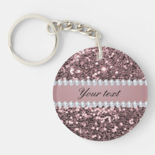 Porte-clefs Parties scintillant et diamants Gold Faux Rose ten