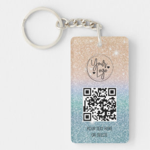 Porte-clefs Parties scintillant Holographique Code QR Logo Ent