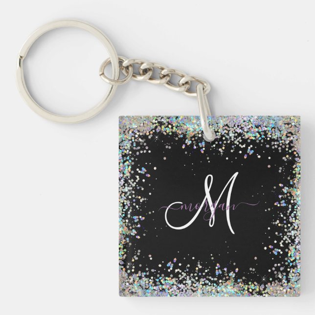 Porte-clefs Parties scintillant holographique Rainbow Pastels  (Devant)