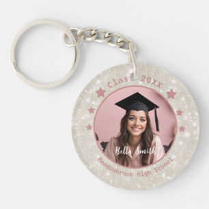 Porte-clefs Parties scintillant moderne Pink Photo Graduation