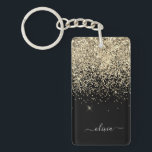 Porte-clefs Parties scintillant Noir Or Script Monogramme Nom<br><div class="desc">Parties scintillant d'étincelle dorée et noire Script Monogramme Nom Porte - clé. Cela rend le cadeau parfait pour 16 ans,  mariage,  douche nuptiale,  anniversaire,  baby shower ou bachelorette pour quelqu'un qui aime le luxe glam et les styles chic.</div>