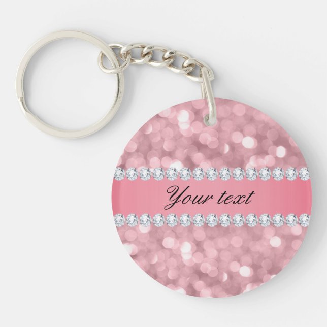 Porte-clefs Parties scintillant rose Bokeh et Diamonds Personn (Devant)