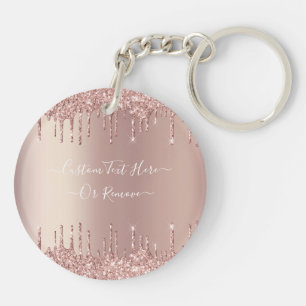 Porte-clefs Parties scintillant rose Gold Blush Éclats Texte 