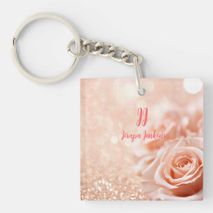 Porte-clefs Parties scintillant Rose or Arrière - plan et Rose