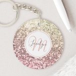 Porte-clefs Parties scintillant rose vierge personnalisée Unic<br><div class="desc">Personnalisez facilement ce magnifique porte - clé de fausse parties scintillant rose brillant avec votre monogramme et votre nom personnalisés.</div>