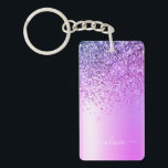 Porte-clefs Parties scintillant violet étincelle Glam métal No<br><div class="desc">Purple Faux Foil Métallique Parties scintillant étincelante Métal brossé Monogramme Nom Porte - clé. Cela rend le cadeau parfait pour 16 ans,  mariage,  douche nuptiale,  anniversaire,  baby shower ou bachelorette pour quelqu'un qui aime le luxe glam et les styles chic.</div>