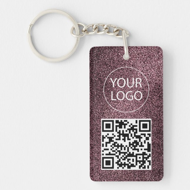 Porte-clefs Parties scintillant violet QR Code Carte de visite (Devant)