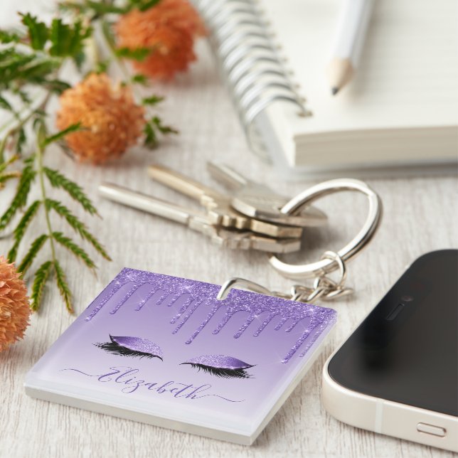 Porte-clefs Parties scintillant violette moderne et tendance (Devant Droit)