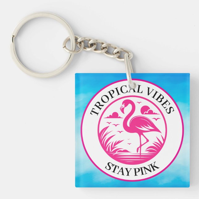 Porte-clefs Parure de cercle d'été Flamant Rose-68730 (Devant)