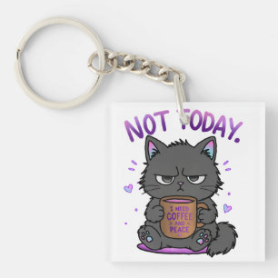 Porte-clefs Pas aujourd'hui Grumpy Cat Amoureux du Café Mignon