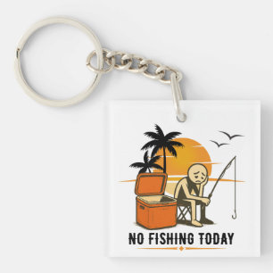 Porte-clefs Pas de pêche aujourd'hui triste Stickman amateurs