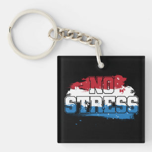 Porte-clefs Pas de stress - Rouge Blanc Bleu Positif Esprit