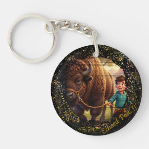 Porte-clefs Passé Résonnant Garçon Fantaisiste et Bison sur Me