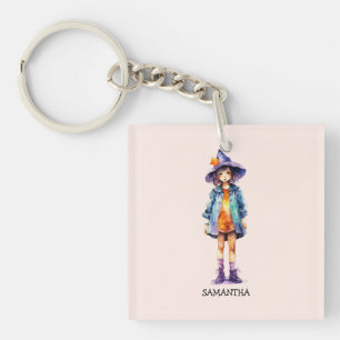Porte-clefs Pastel Cute Witch Girl Halloween esthétique