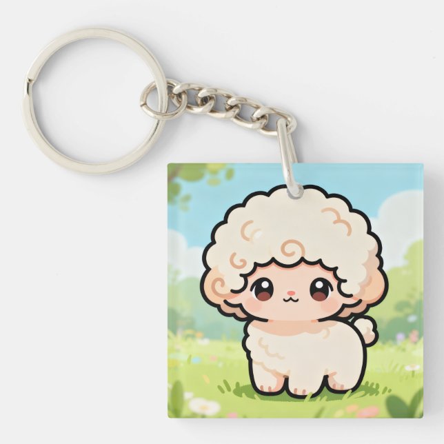 Porte-clefs Pastel Fluffy Lamb Keychain (Devant)