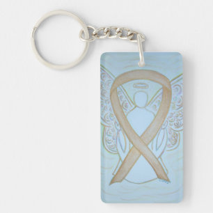 Porte-clefs Pastel Gold Sensibilisation Ruban Angel Porte - cl