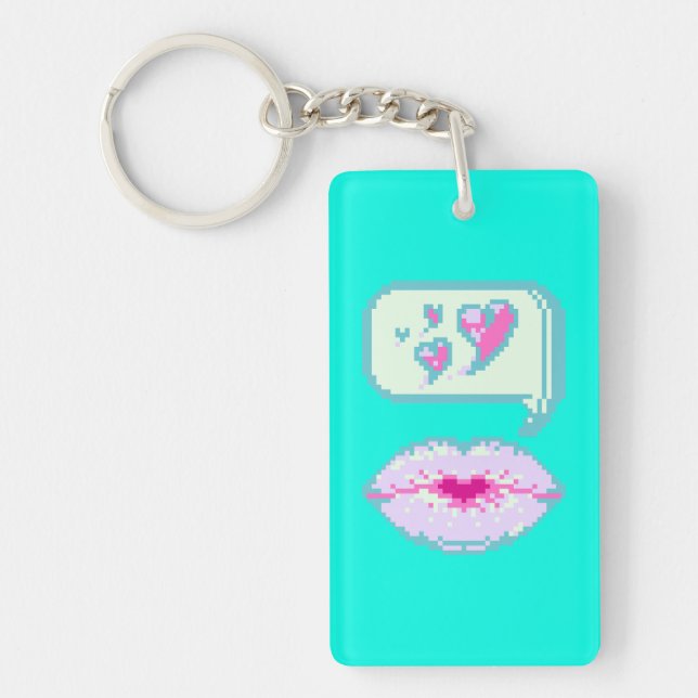 Porte-clefs Pastel Pixel Kissy Lips - Porte - clé acrylique au (Devant)
