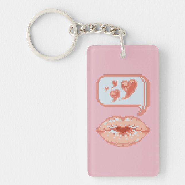 Porte-clefs Pastel Pixel Lèvres Kissy - Porte - clé acrylique  (Devant)