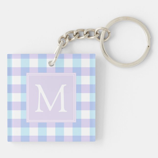 Porte-clefs Pastel Purple En vichy Monogramme (Dos)