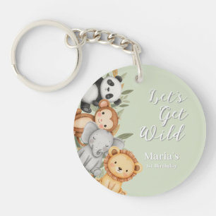 Porte-clefs Pastel Tropical Wild One Jungle Safari Animaux