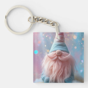 Porte-clefs Pastel Unicorn Gnome / Gonk avec barbe rose bouffa