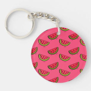 Porte-clefs Pastèque d'été sur le motif rose