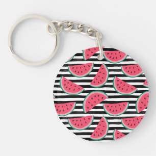 Porte-clefs Pastèque douce sur les rayures noires et le motif