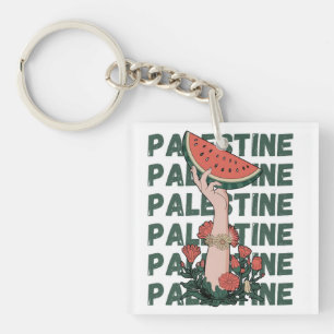 Porte-clefs pastèque, fleurs et palestine Texte Répéter