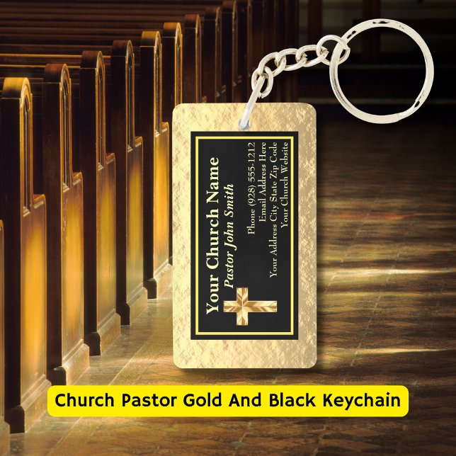 Porte-clefs Pasteur de l'église Gold et Black Bulle (Church Pastor Gold And Black Keychain
)