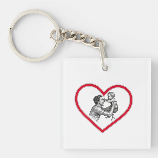 Porte-clefs Paternité joyeuse - Illustration du cœur de papa e (Devant)