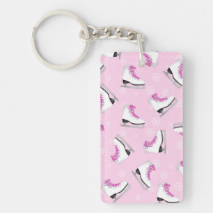 Porte-clefs Patinage artistique - rose de patins de glace avec