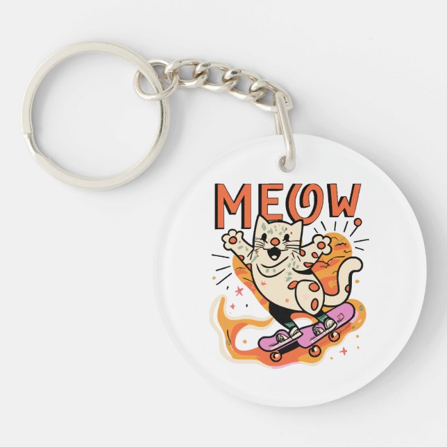 Porte-clefs Patinage de chat Miaou (Devant)