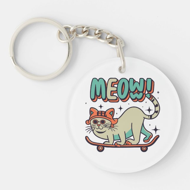 Porte-clefs Patinage de chat Miaou (Devant)