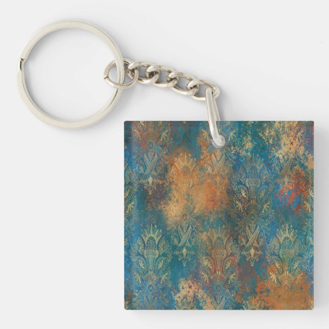 Porte-clefs Patine de cuivre sarcelle    (Devant)