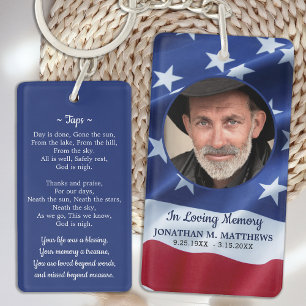 Porte-clefs Patriotique American Flag Photo Funeral Prayer Car