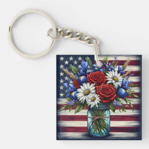 Porte-clefs Patriotique, floral en détresse