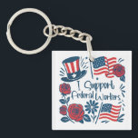 Porte-clefs Patriotique Je soutiens Les Travailleurs Fédéraux,<br><div class="desc">Montrez votre soutien aux employés fédéraux américains en ces temps turbulents avec ce porte - clé patriotique.</div>