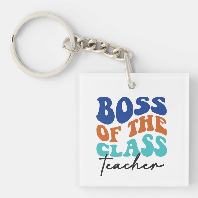 Porte-clefs Patron de la classe Enseignant Wordart (Devant)