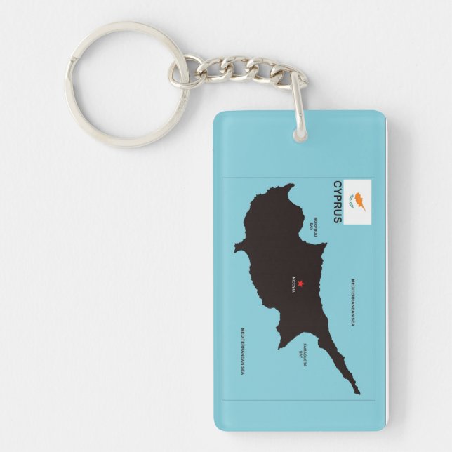 Porte-clefs Pavillon de la carte politique de Chypre (Devant)