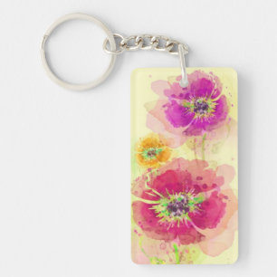 Porte-clefs Pavots peints 2 d'aquarelle
