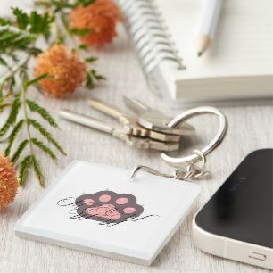Porte-clefs Paw à chat mignonne "MEOW" Calligraphie - adorable