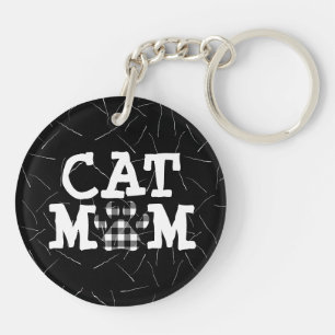 Porte-clefs Pawprint maman chat avec cheveux chats